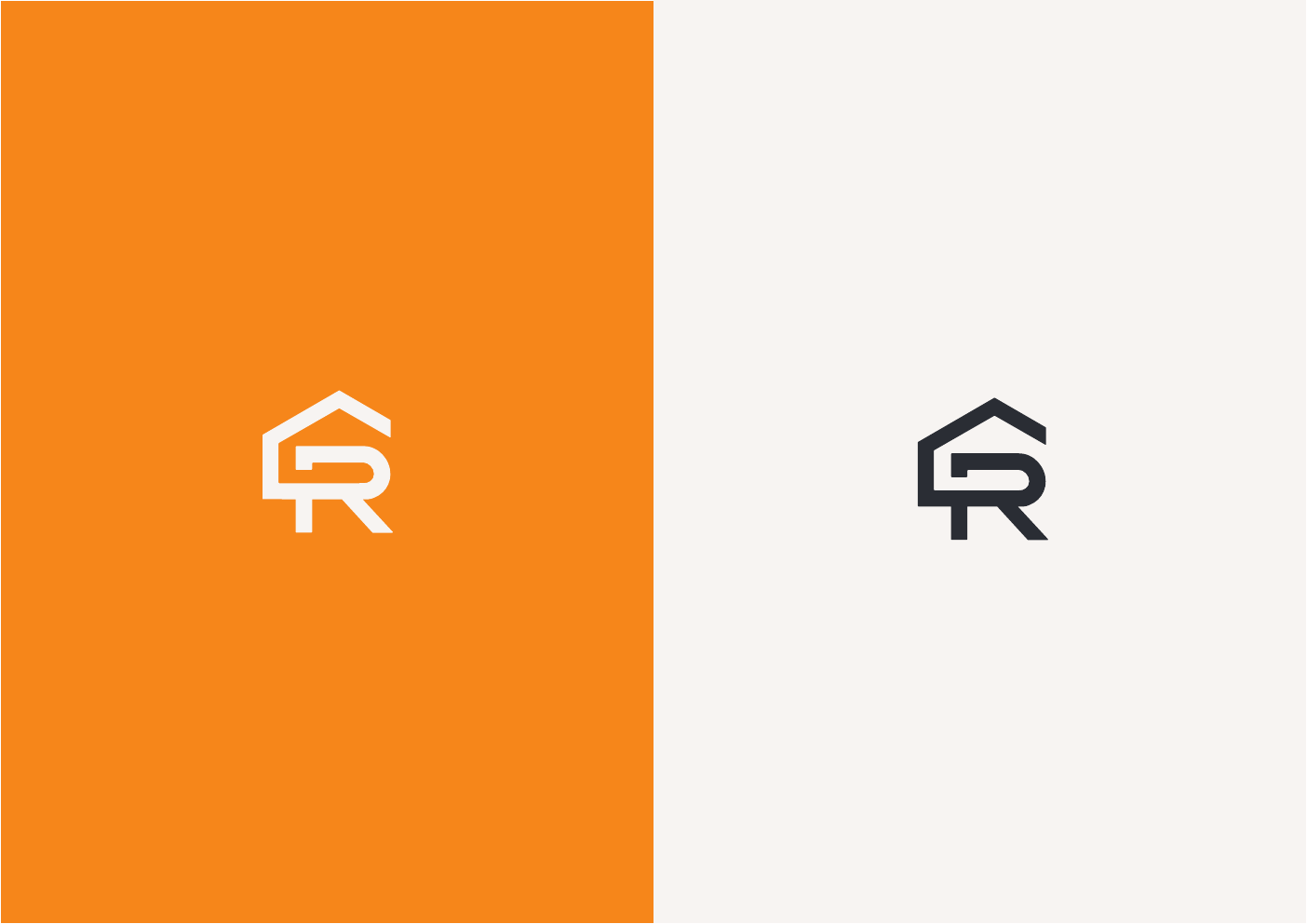 The R monogram — a house with a roof